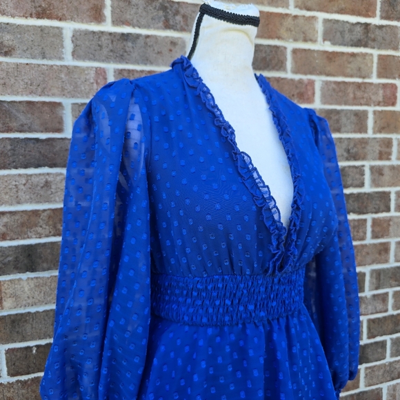 B Darlin Royal Blue Long Sleeve Dress - Picture 8 of 12